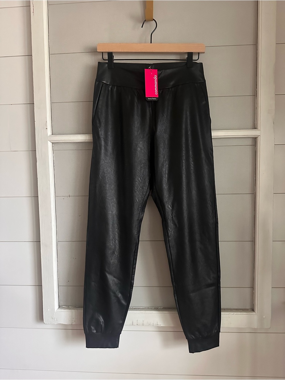 Commando Black Faux Leather Joggers